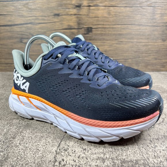 Hoka Shoes - Hoka One One Clifton 7 Running Shoes Women's Sz 7 Wide - Black Iris, Blue Haze